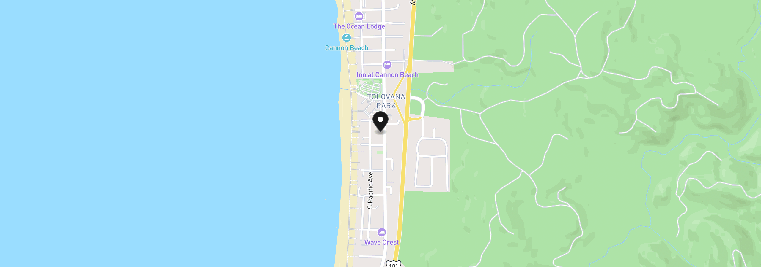 Map showing the location of 3564 S Hemlock St, Cannon Beach, OR 97110