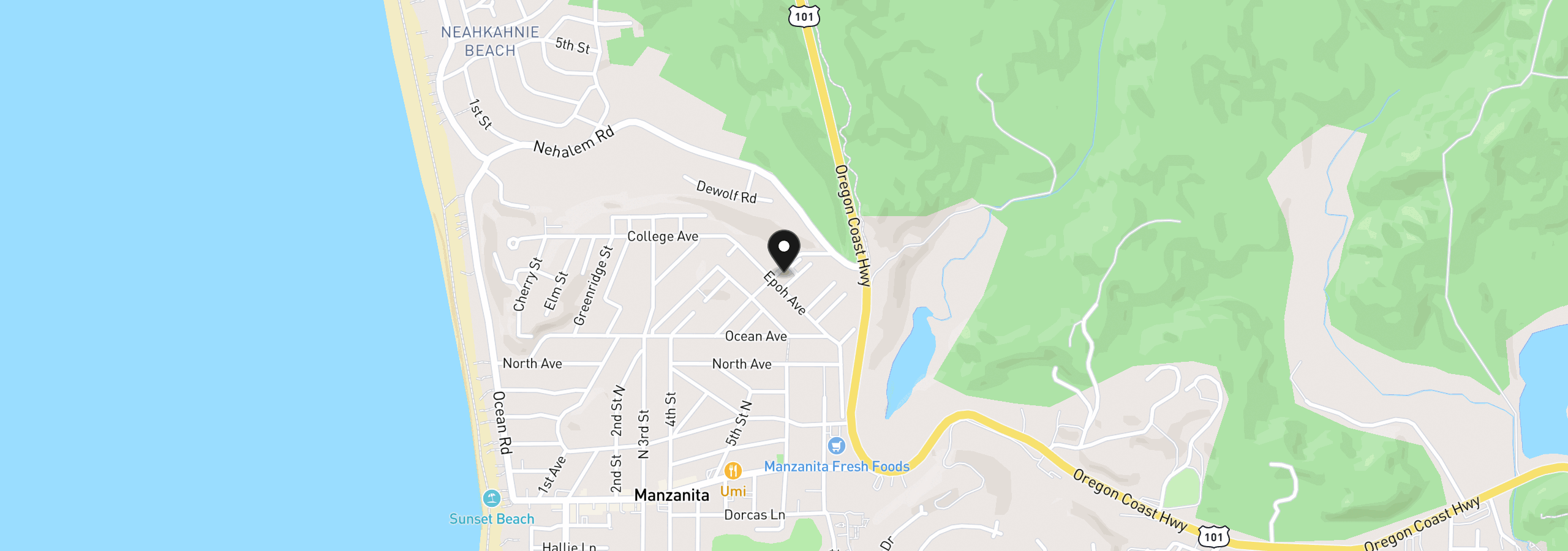 Map showing the location of Oak St 2202, Manzanita, OR 97130