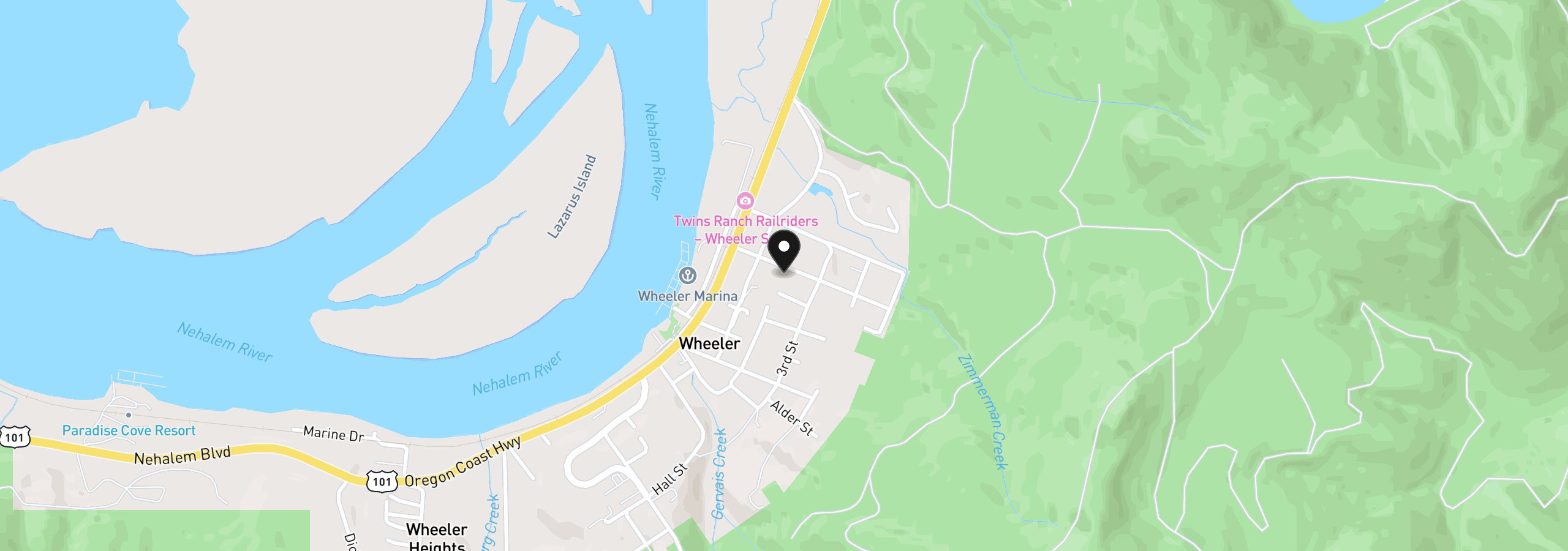 Map showing the location of 218 Spruce St, Wheeler, OR 97147