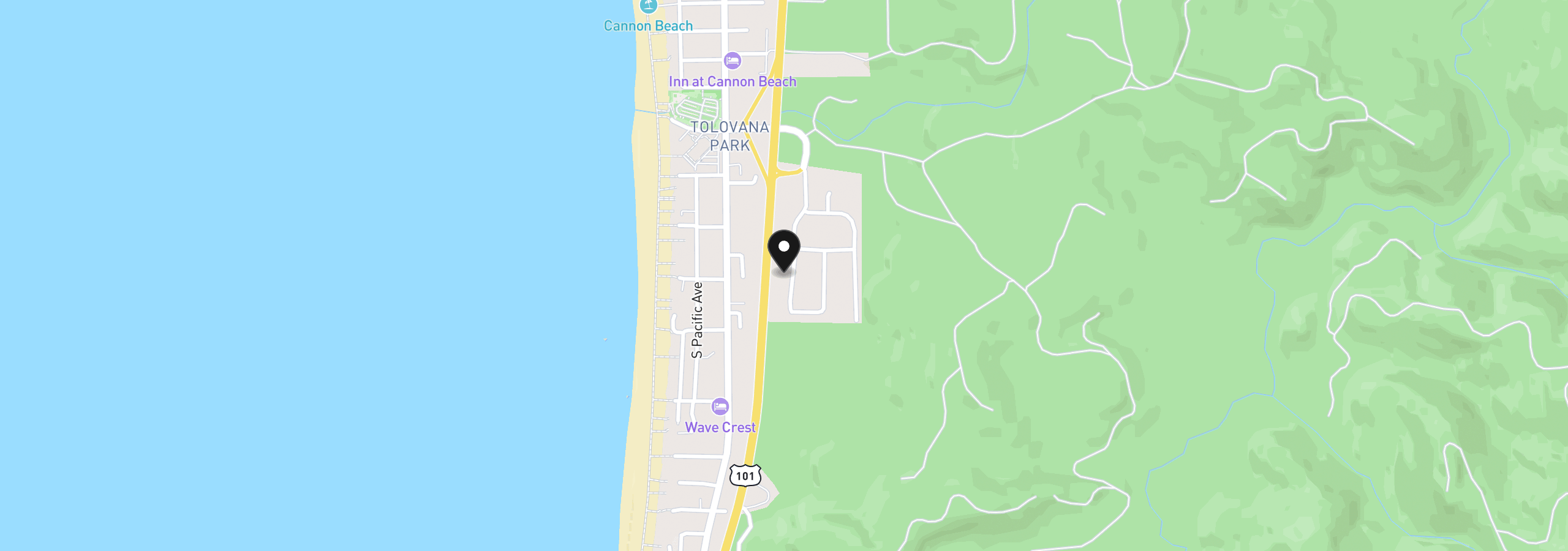 Map showing the location of 3740 W Chinook Ave, Cannon Beach, OR 97110