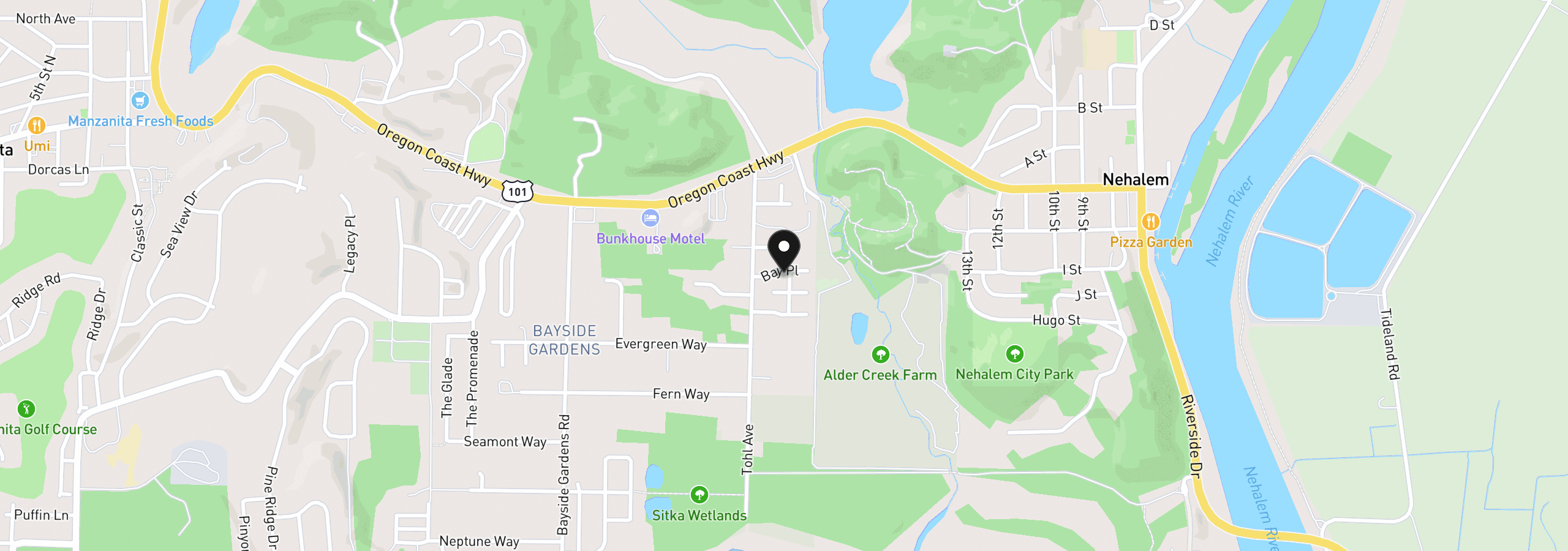 Map showing the location of 35440 Swan Ave, Nehalem, OR 97131
