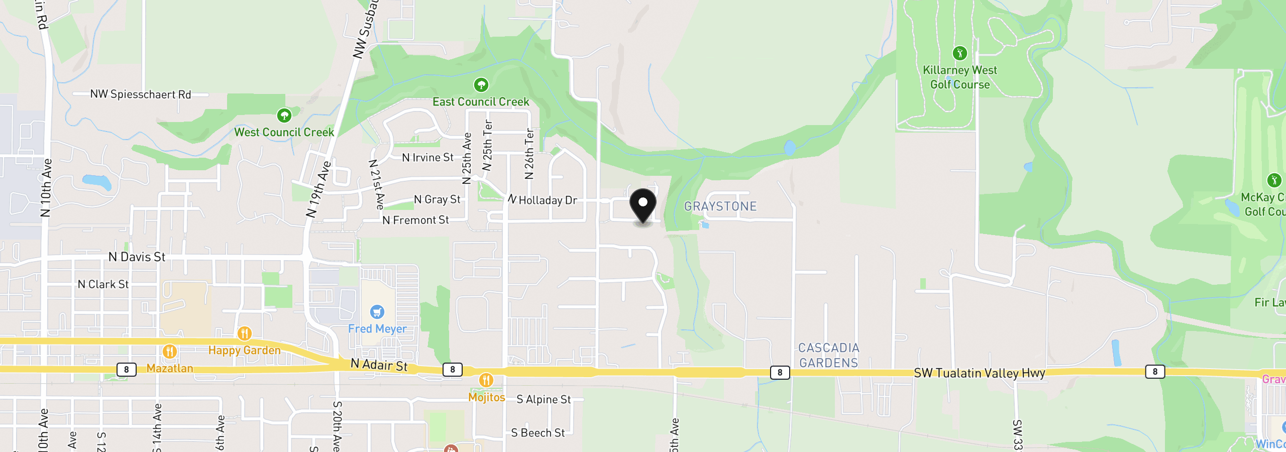 Map showing the location of 3065 N Holladay Dr, Cornelius, OR 97113