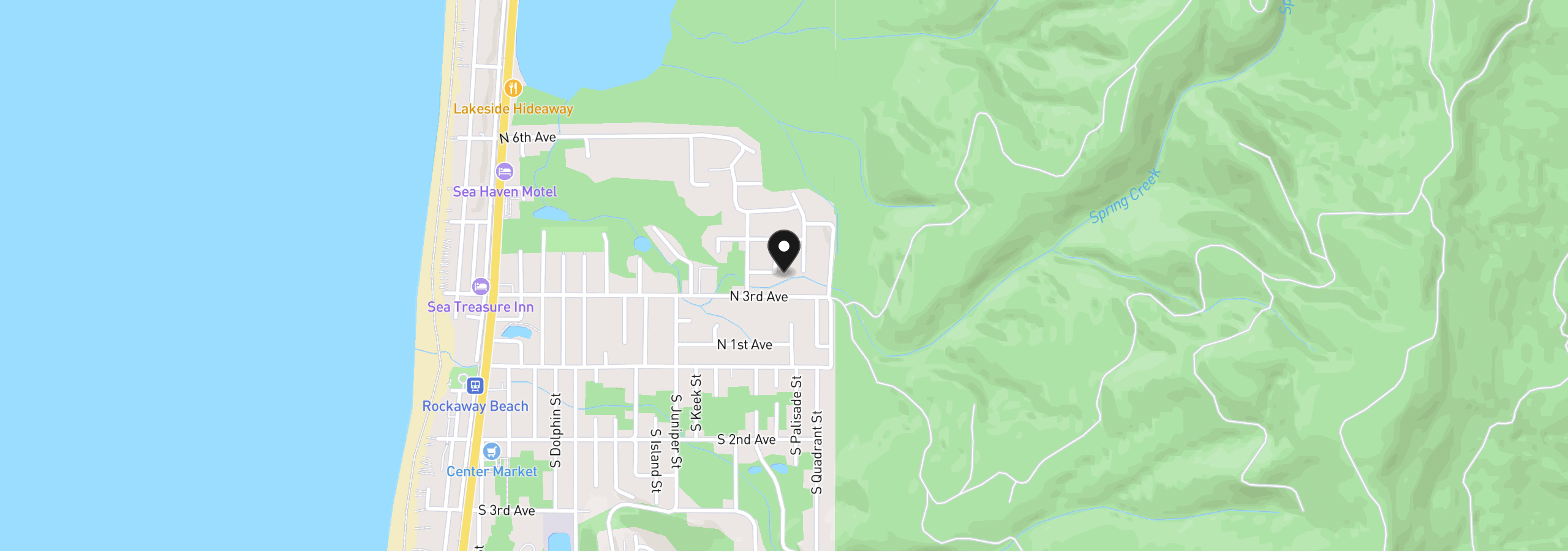 Map showing the location of 300 Neptune St, Rockaway Beach, OR 97136