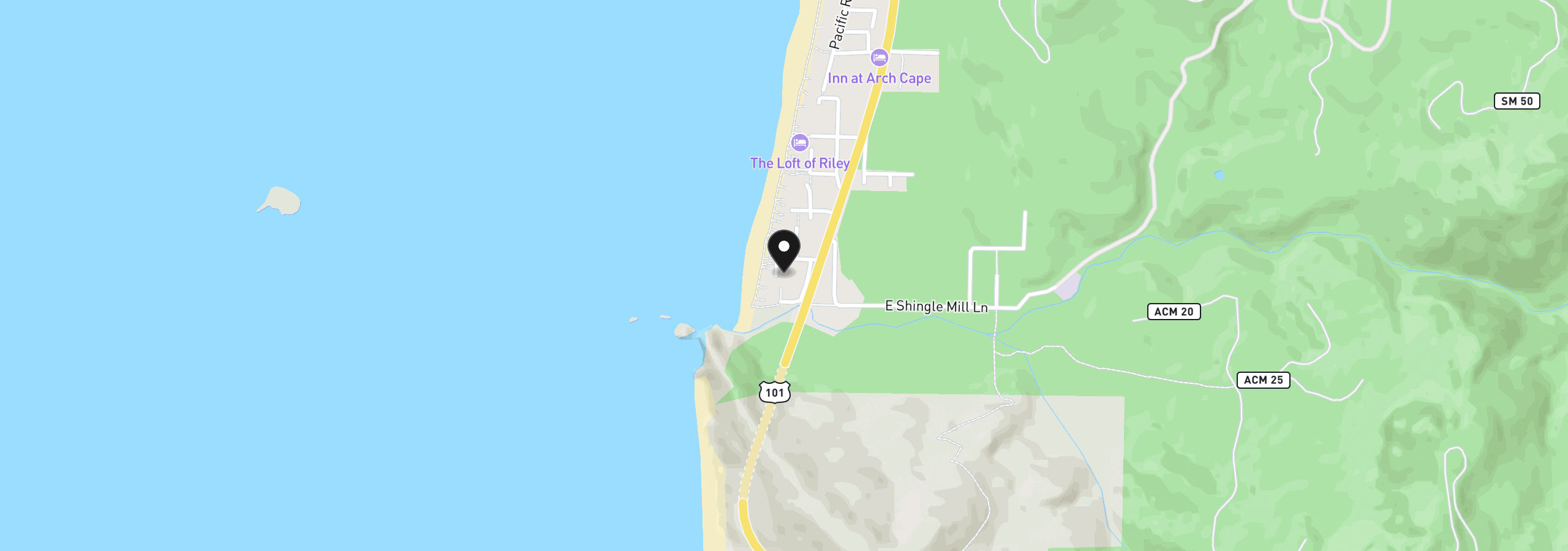 Map showing the location of 79815 Ocean Point Rd, Arch Cape, OR 97102