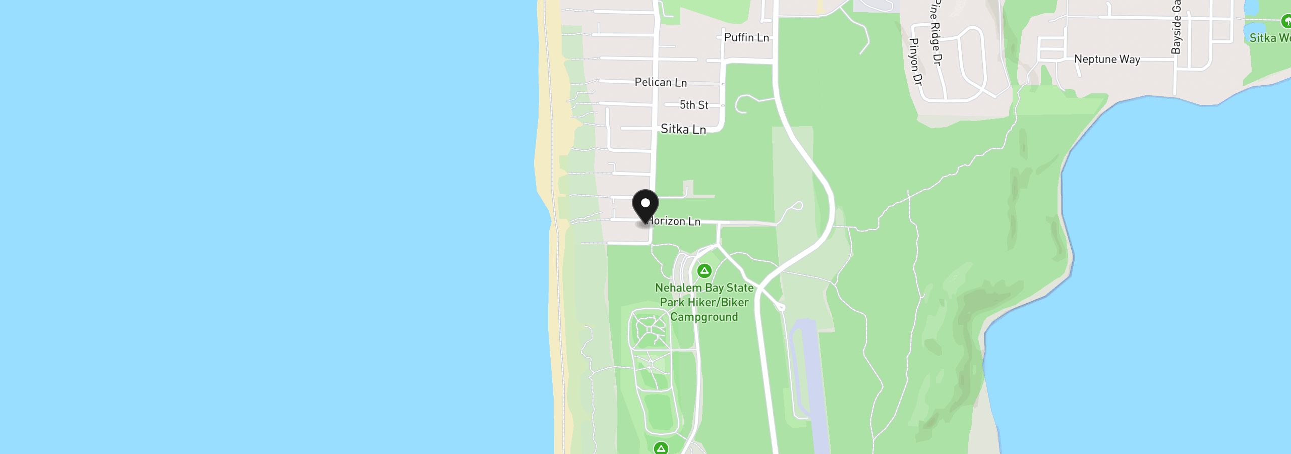 Map showing the location of Horizon Ln 7000, Manzanita, OR 97130