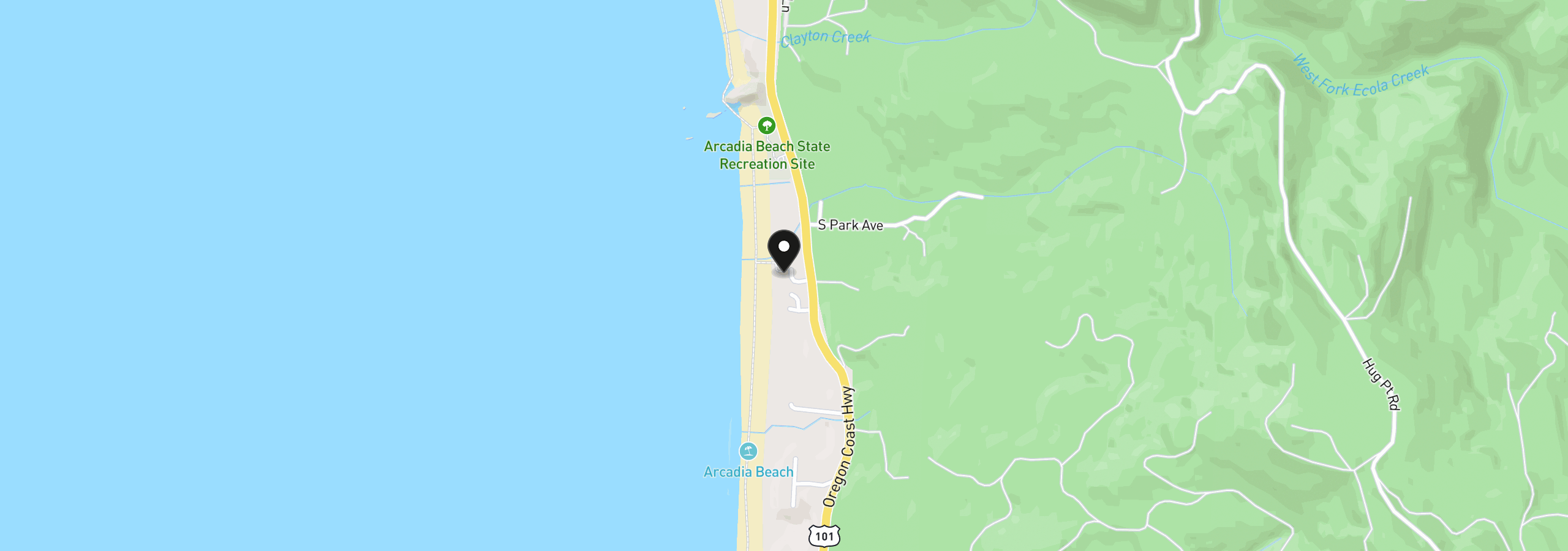 Map showing the location of 80644 Hwy 101, Cannon Beach, OR 97110