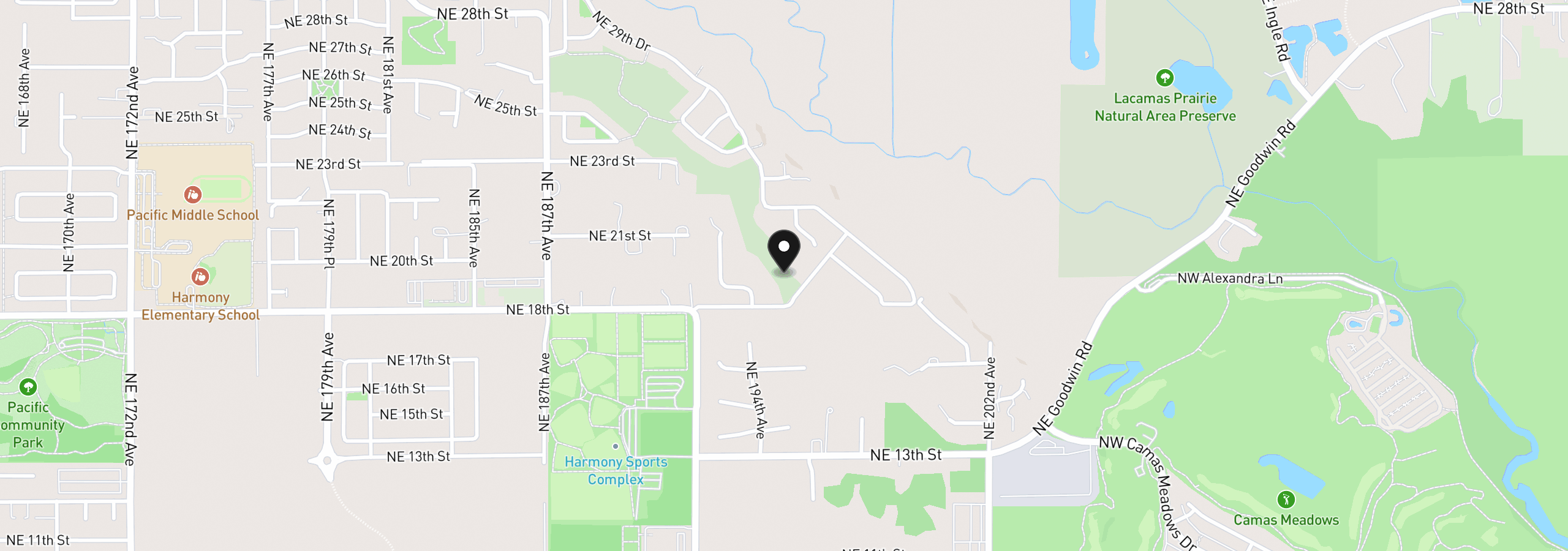 Map showing the location of 1820 NE 196th ave, Vancouver, Wa 98660