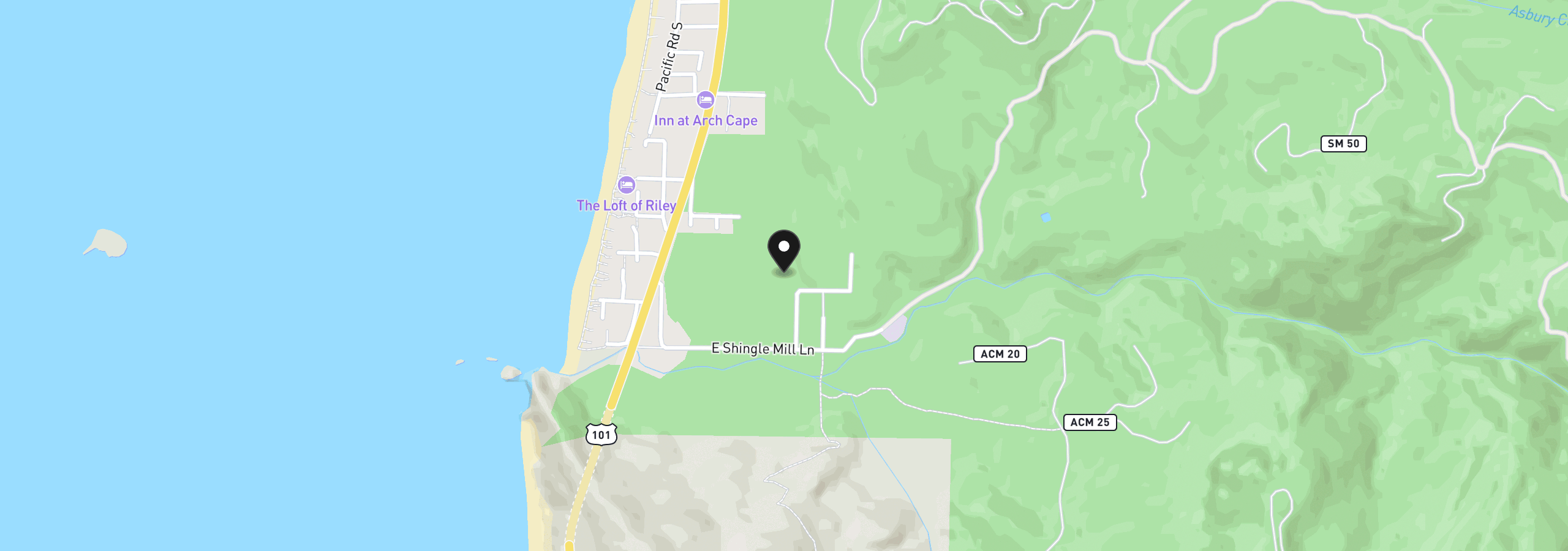 Map showing the location of Walsh, Arch Cape, OR 97102