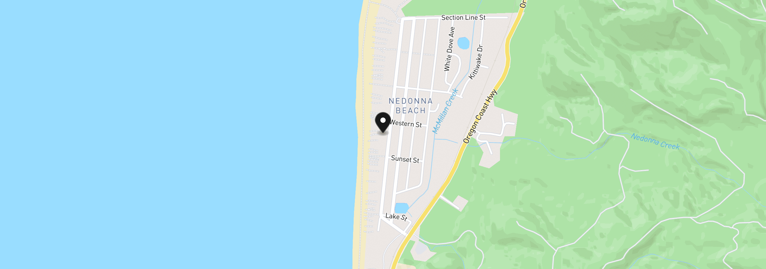 Map showing the location of 26120 Beach Dr, Rockaway Beach, OR 97136
