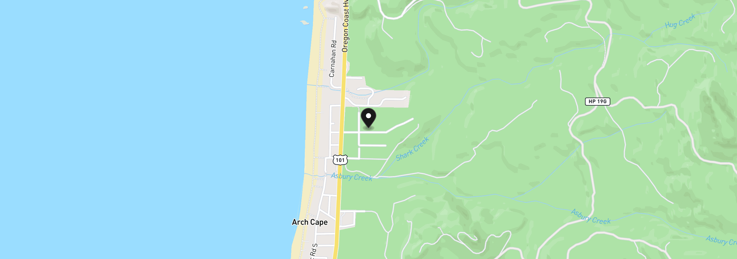 Map showing the location of 32105 Hemlock Ln, Arch Cape, OR 97102