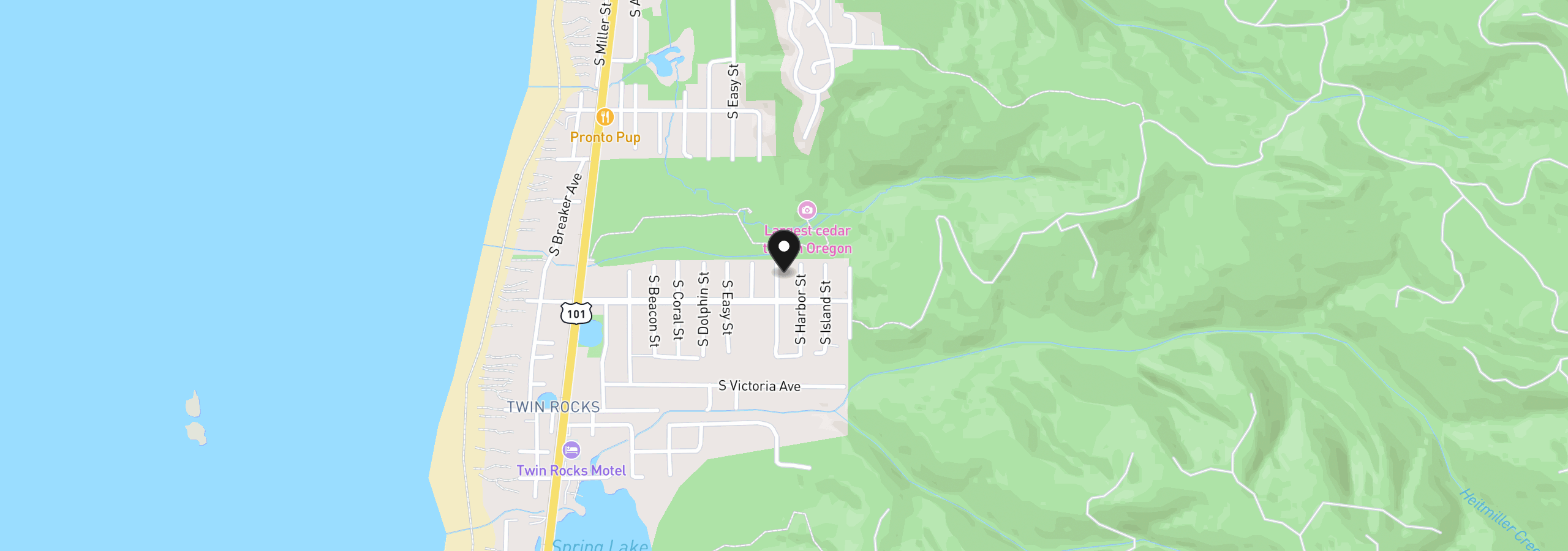 Map showing the location of 938 S Grayling St, Rockaway Beach, OR 97136