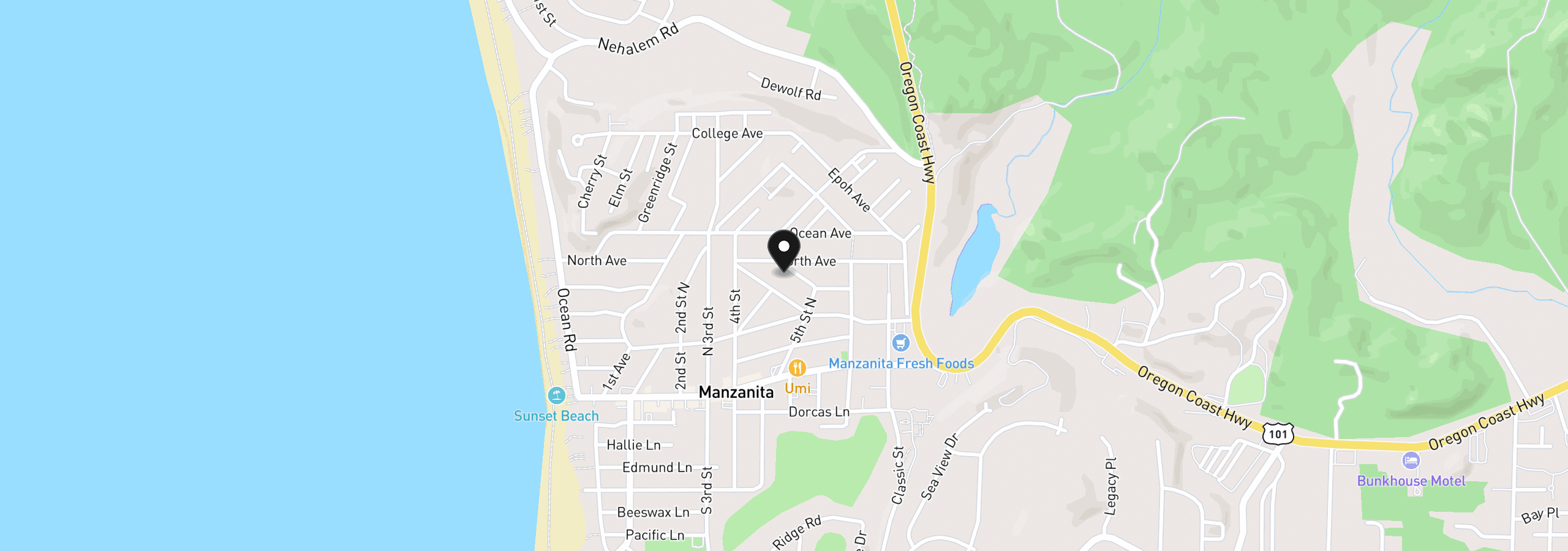 Map showing the location of 444 Fir Ave 2002, Manzanita, OR 97130