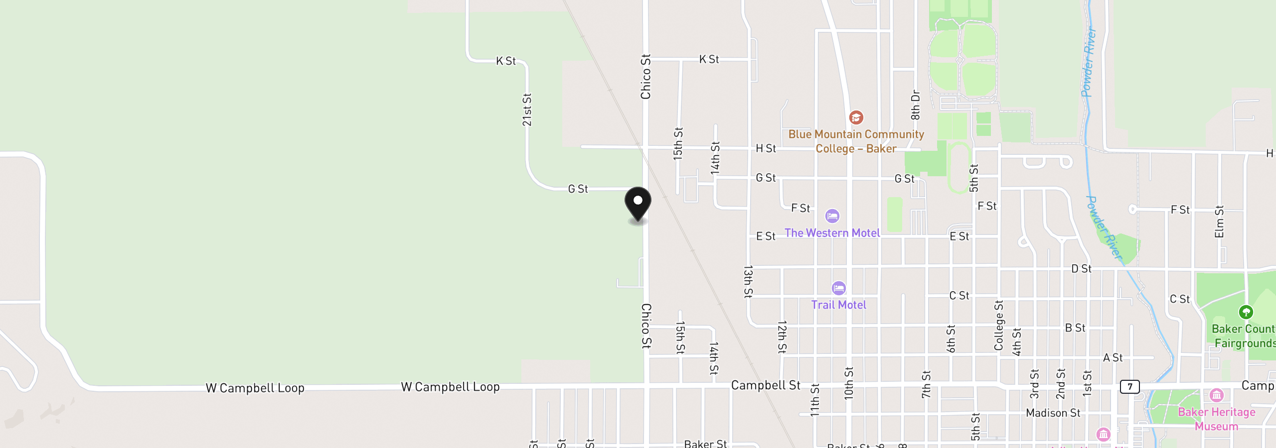 Map showing the location of 0 17th St 1, Baker City, OR 97814