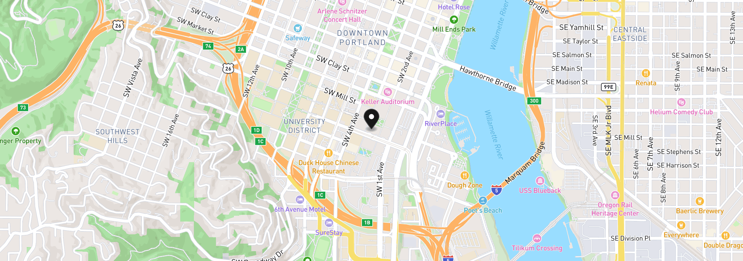 Map showing the location of 255 SW Harrison St 5c, Portland, OR 97201