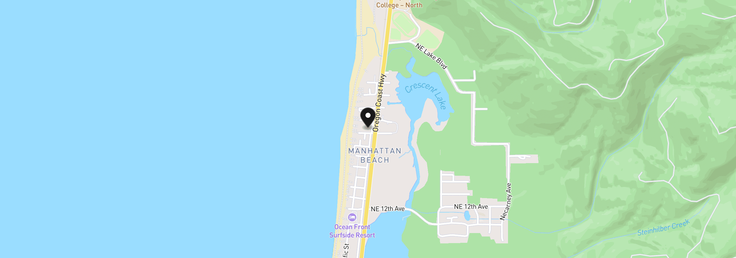 Map showing the location of 121 NW 19th Ave, Rockaway Beach, OR 97136