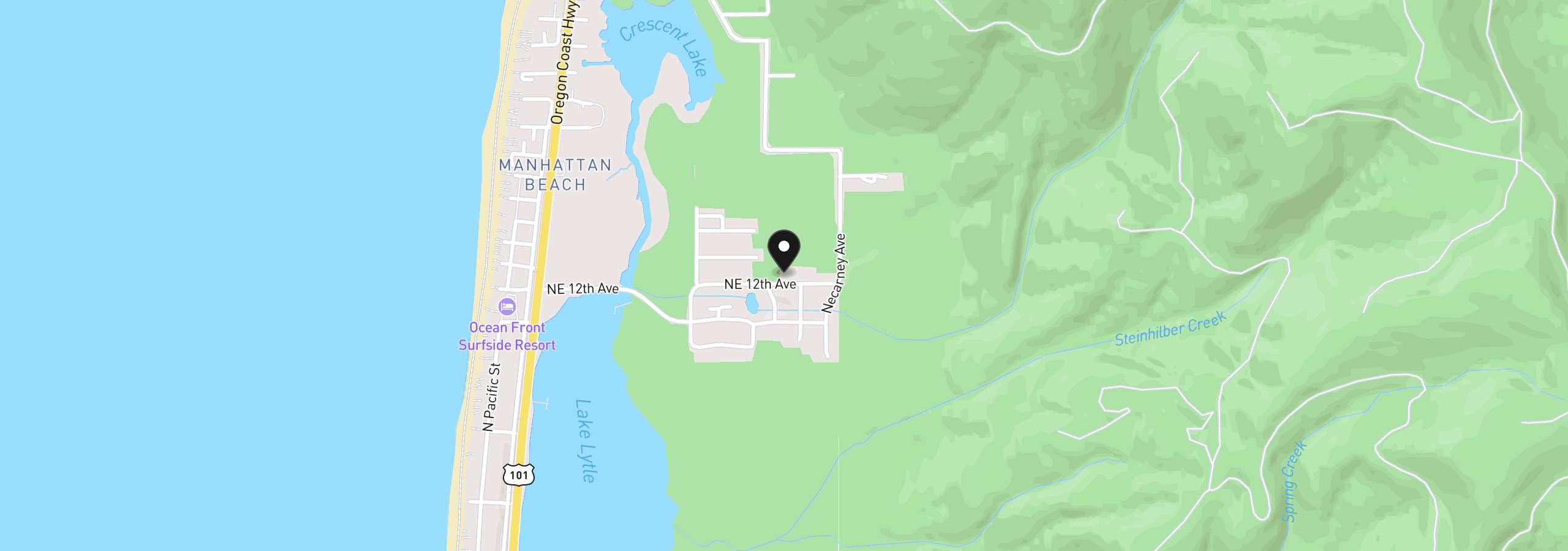 Map showing the location of 1078 12th Ave, Rockaway Beach, OR 97136