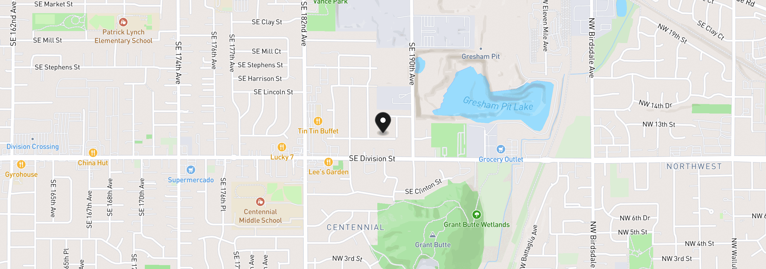 Map showing the location of 18721 SE Caruthers St, Portland, OR 97233