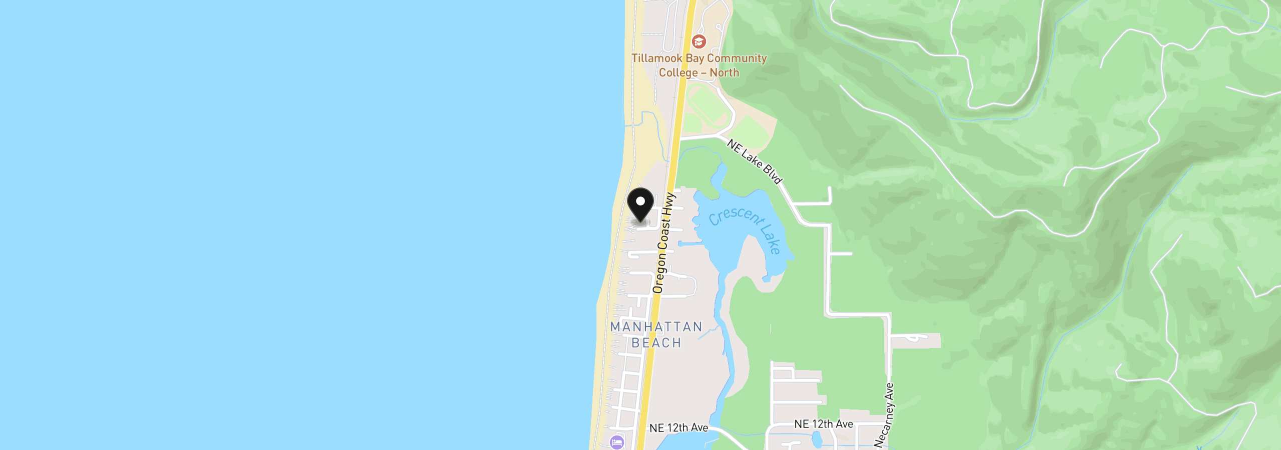 Map showing the location of 151 NW 22nd Ave, Rockaway Beach, OR 97136
