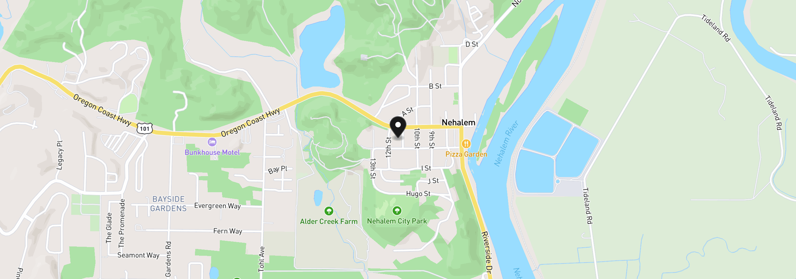 Map showing the location of 35850 11th St, Nehalem, OR 97131