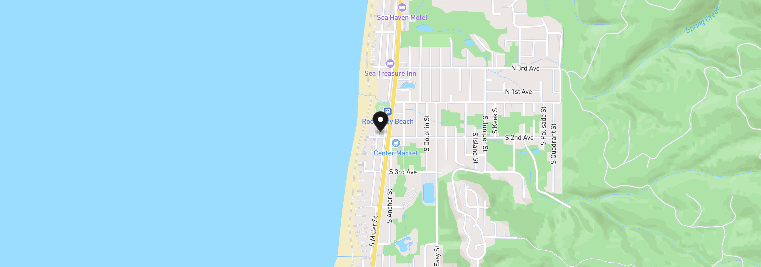 Map showing the location of 154 S Pacific St, Rockaway Beach, OR 97136