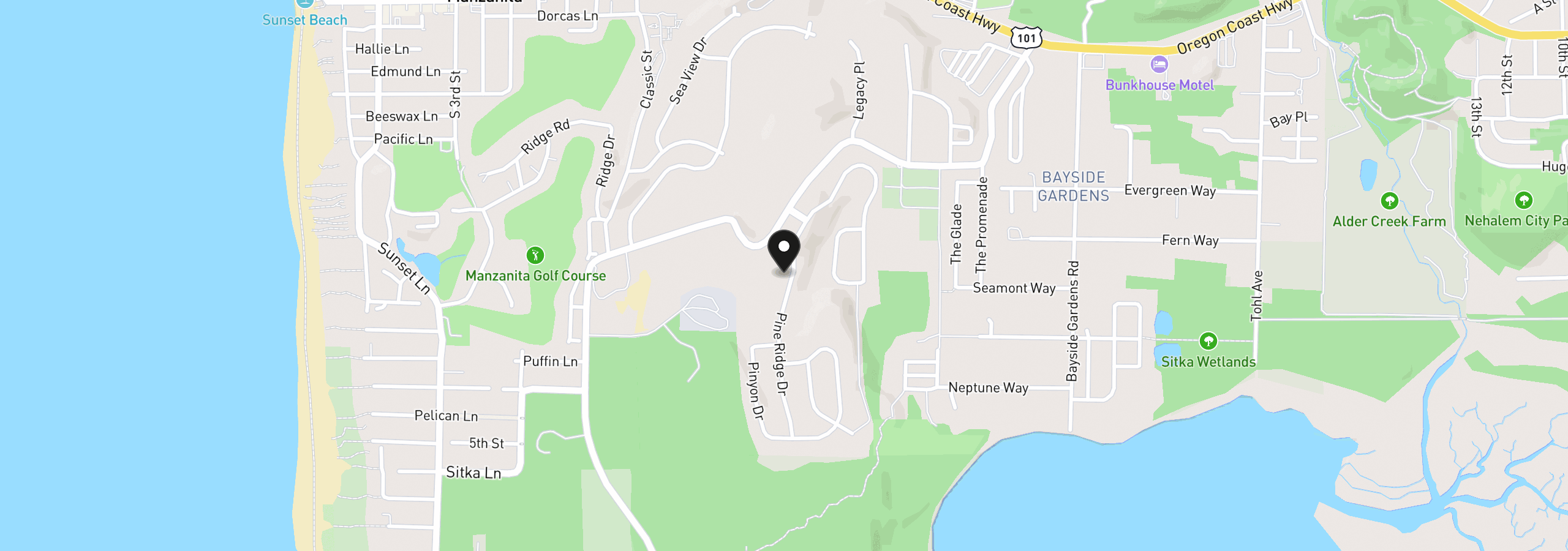 Map showing the location of Pine Ridge Dr 11, Manzanita, OR 97130