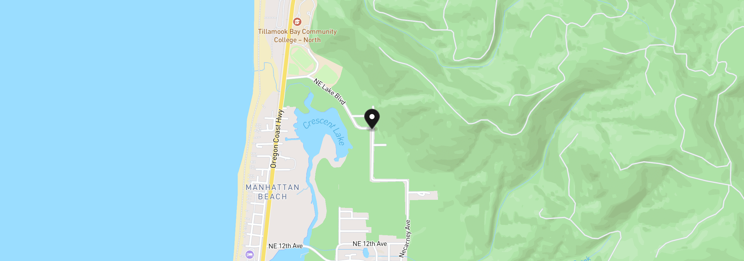 Map showing the location of 0000 Tillamook Ave 11-12, Rockaway Beach, OR 97136