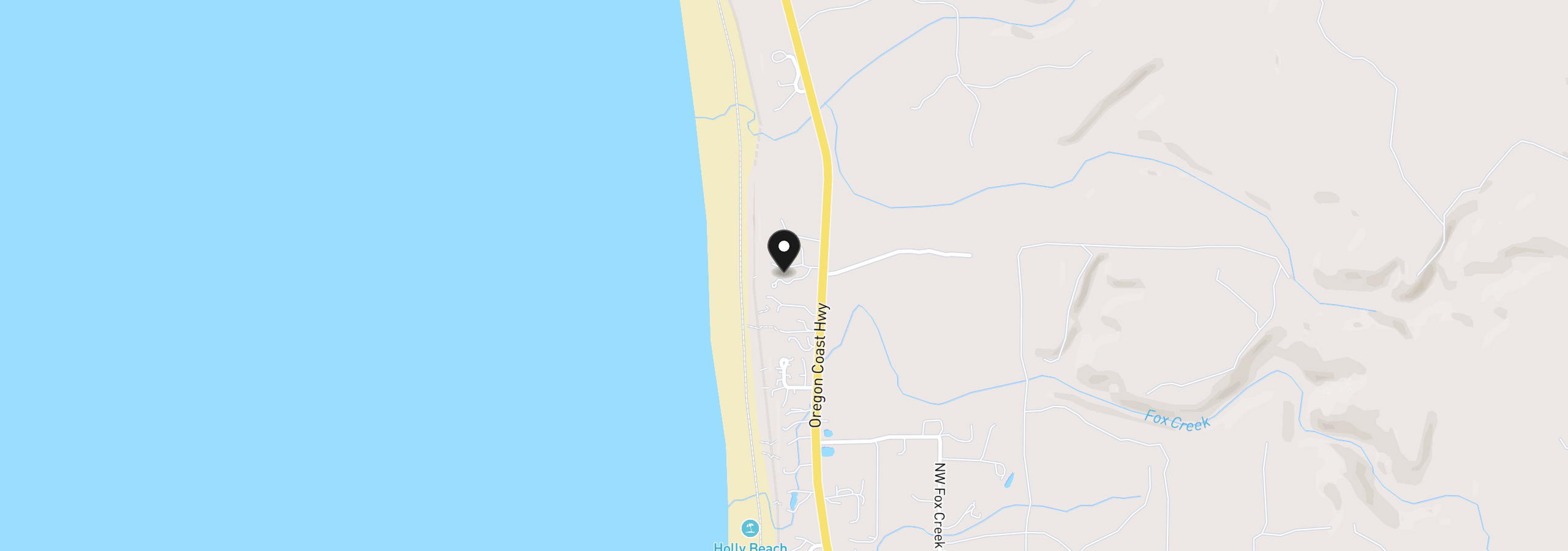 Map showing the location of NW Pacific Coast Hwy 1600, Seal Rock, OR 97376