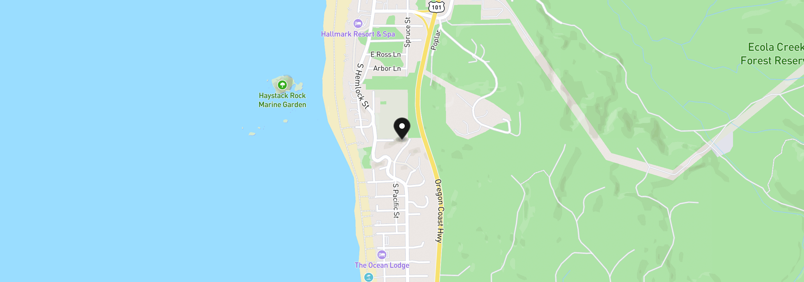 Map showing the location of 181 Chena St, Cannon Beach, OR 97110