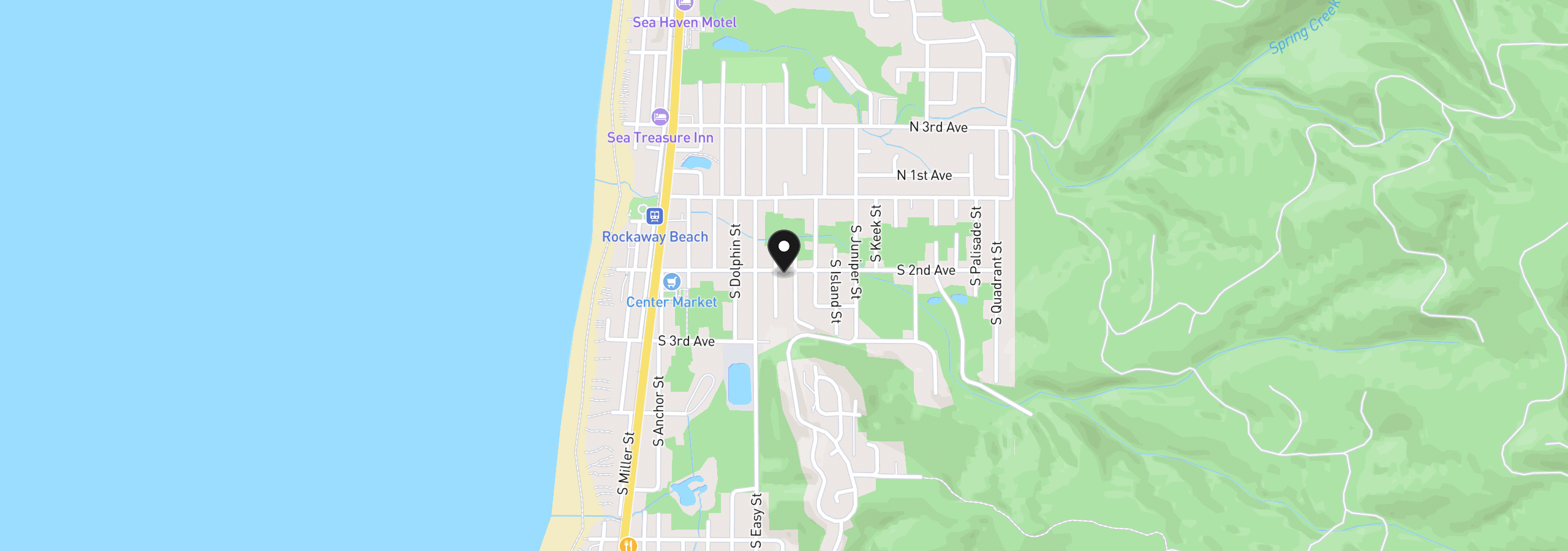 Map showing the location of 606 S 2nd Ave, Rockaway Beach, OR 97136