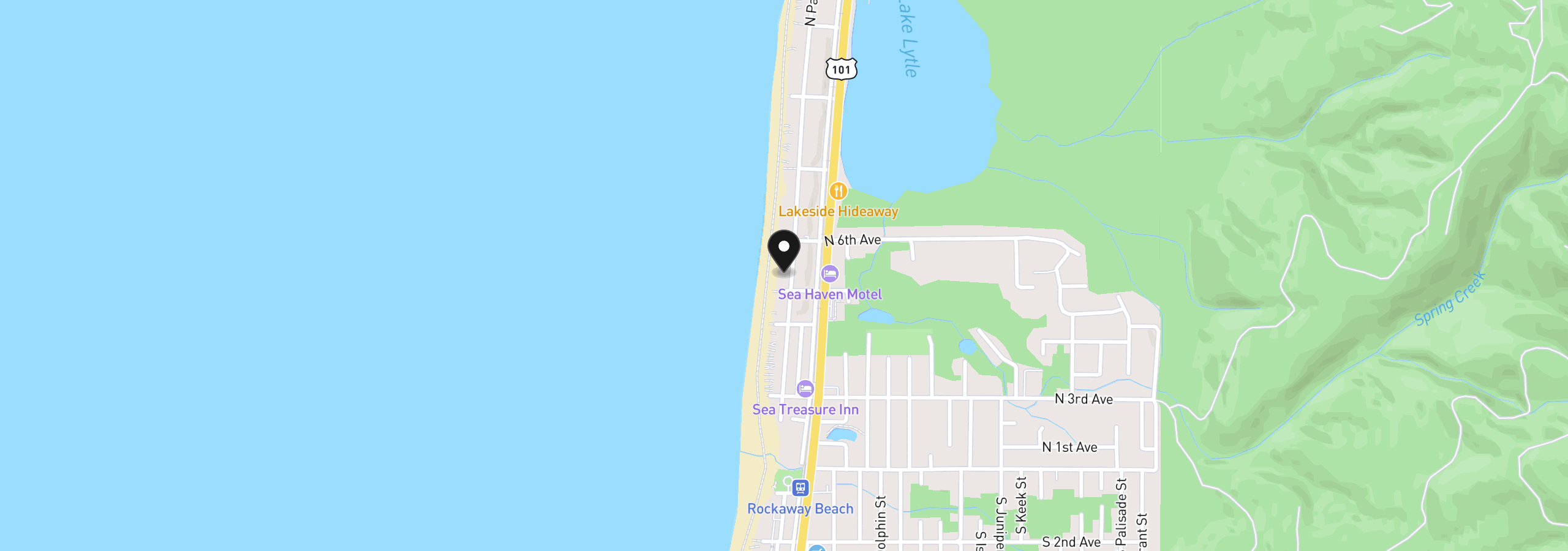 Map showing the location of 505 N Pacific St 5, Rockaway Beach, OR 97136