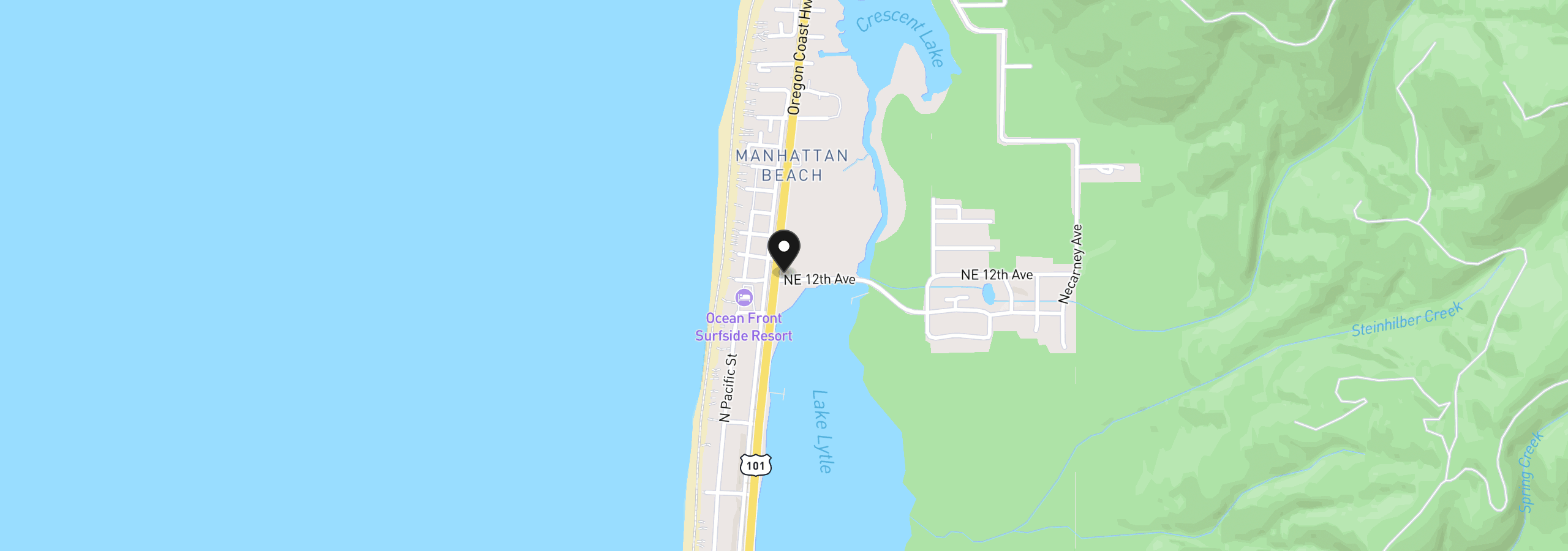 Map showing the location of 101 NE 12th Ave, Rockaway Beach, OR 97136