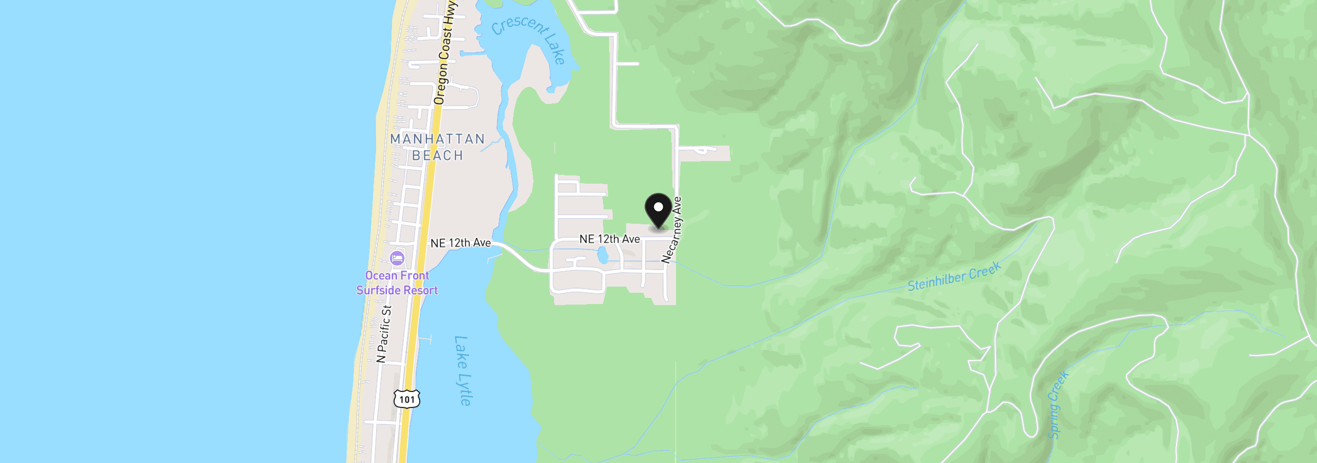 Map showing the location of 1094 NE 12th Ave Lot38, Rockaway Beach, OR 97136