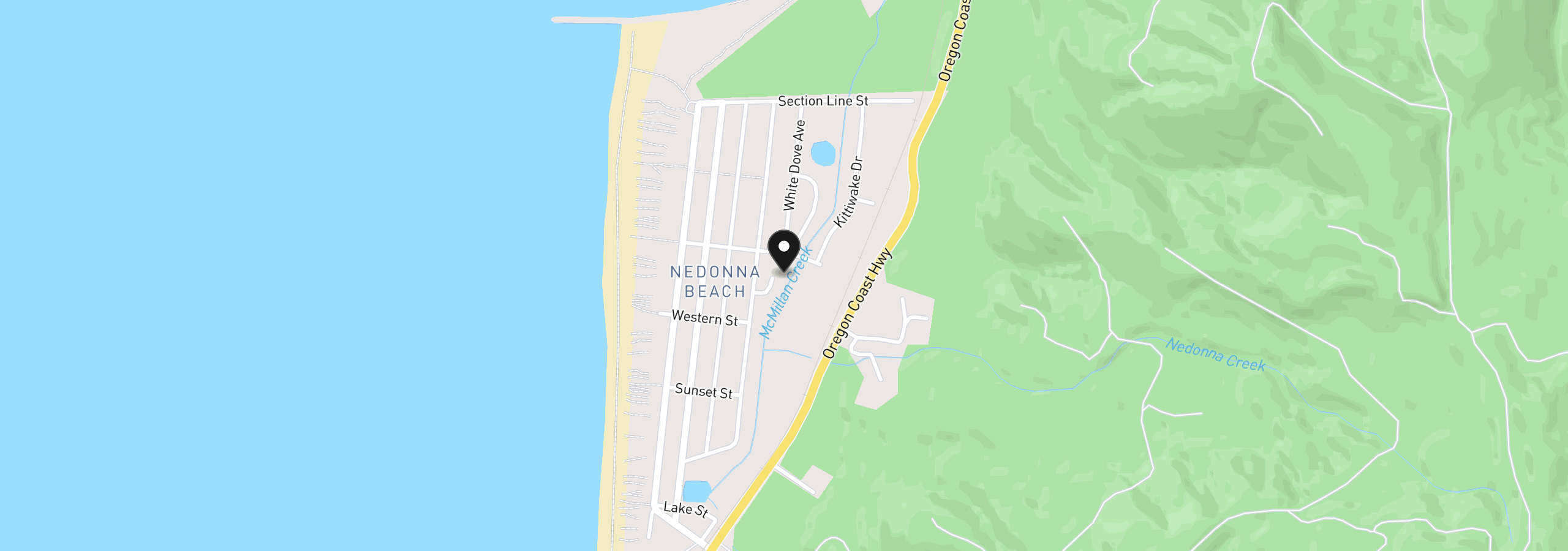 Map showing the location of 8865 Central Ct, Rockaway Beach, OR 97136