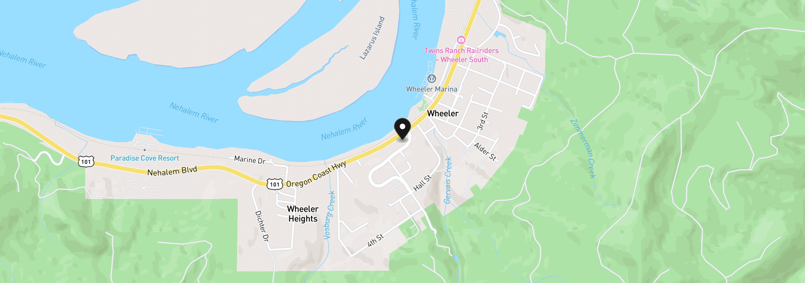 Map showing the location of Coast Hwy 101 400, Wheeler, OR 97147