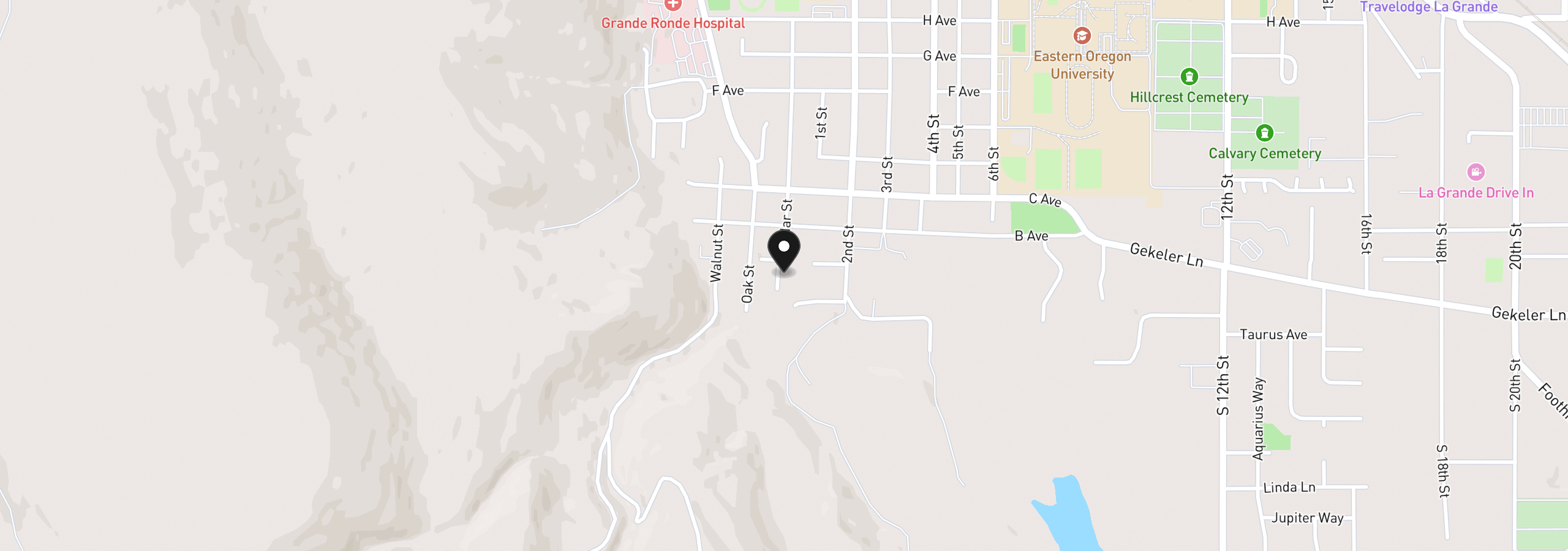 Map showing the location of 95 Cedar St, La Grande, OR 97850
