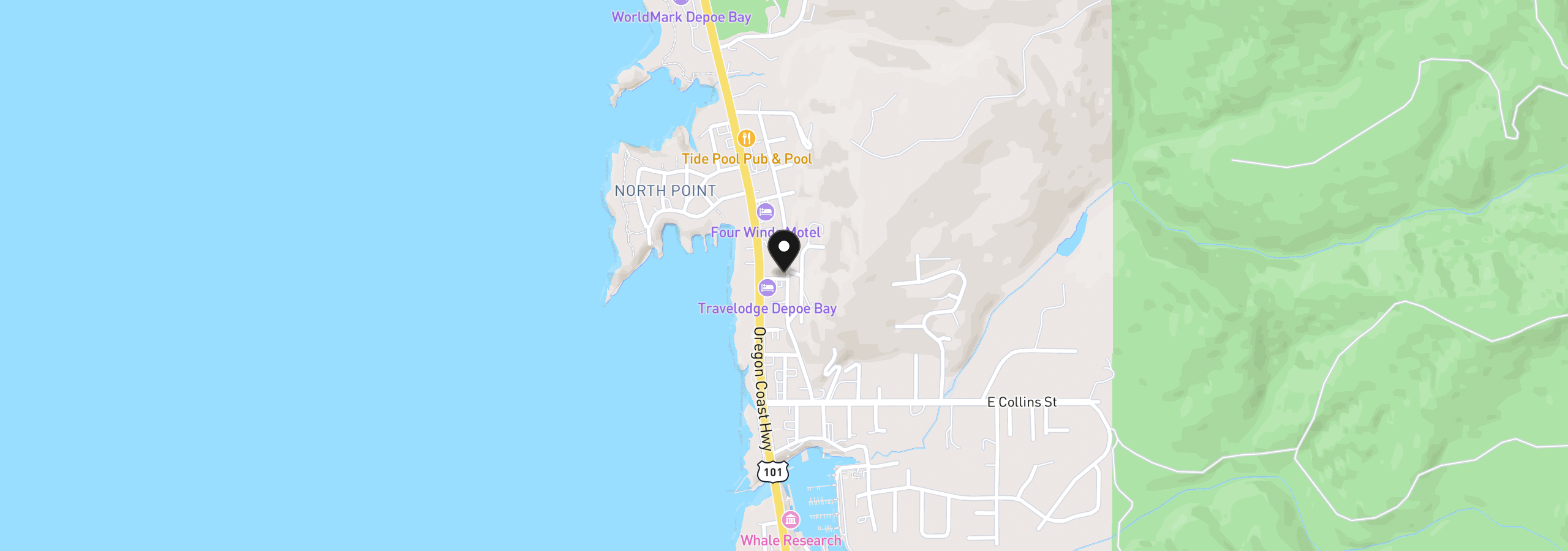 Map showing the location of 247 NE Williams Ave, Depoe Bay, OR 97341
