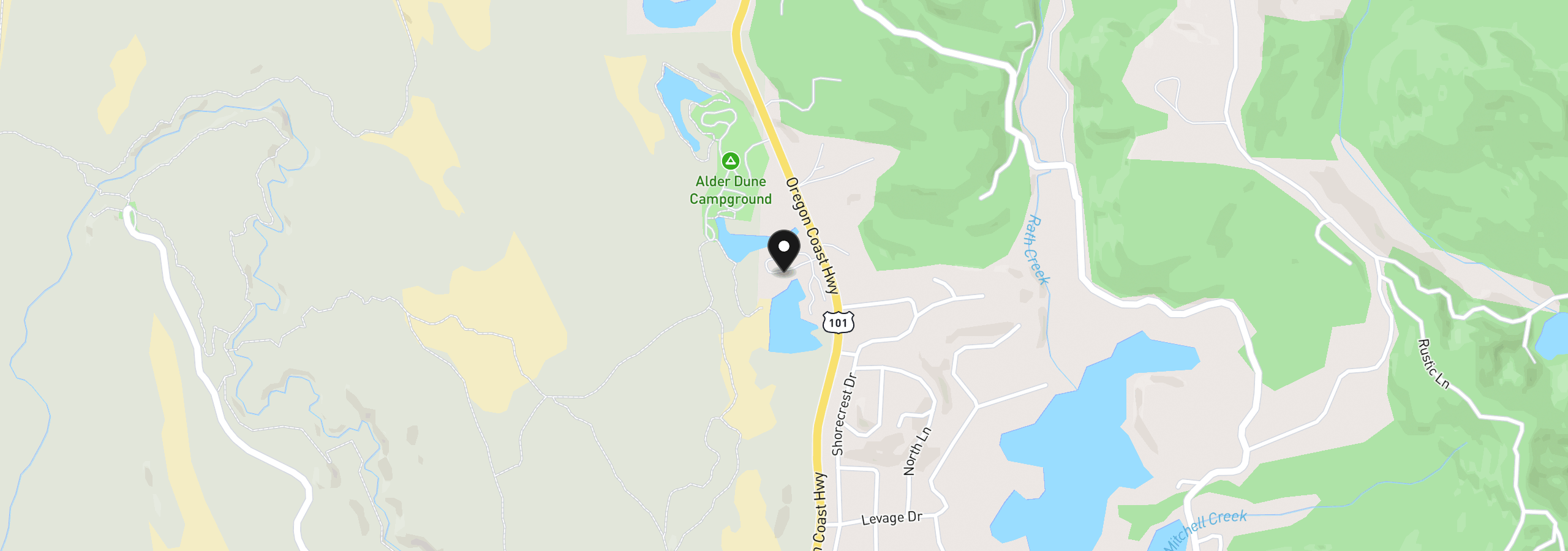 Map showing the location of 89510 Highway 101 16, Florence, OR 97439