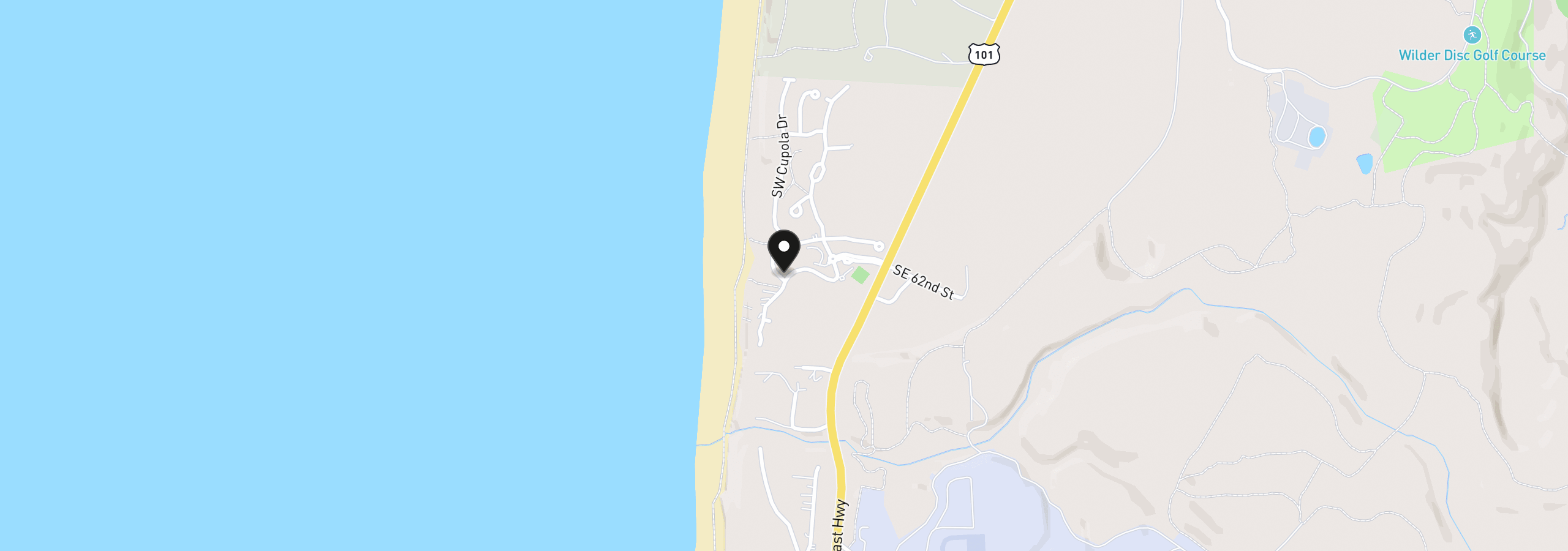 Map showing the location of SW Cupola Pl 7000, South Beach, OR 97366