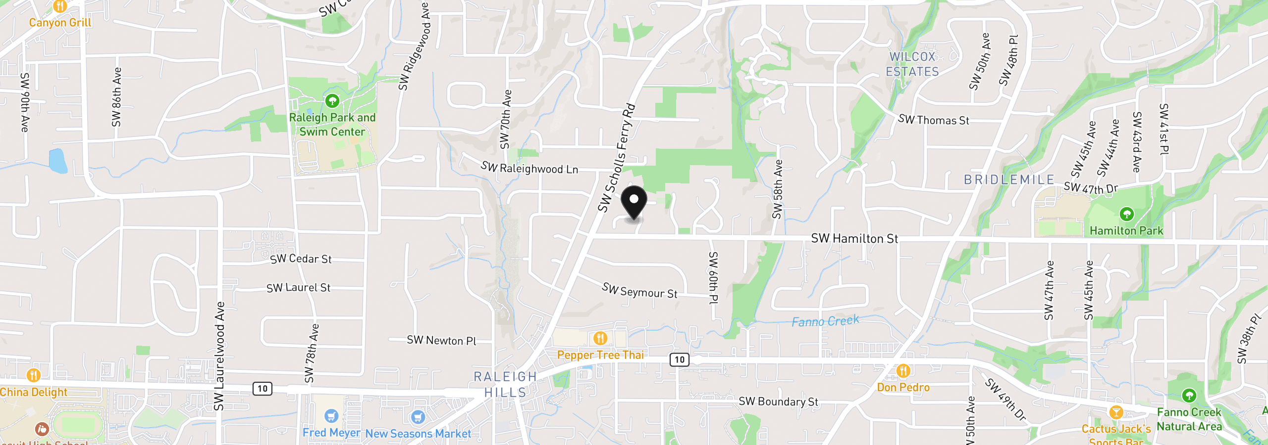Map showing the location of 4411 SW 63rd Ave, Portland, OR 97221