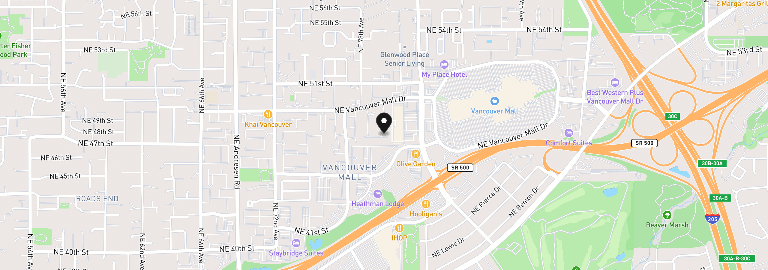 Map showing the location of 7908 NE Loowit Loop 50, Vancouver, Wa 98662