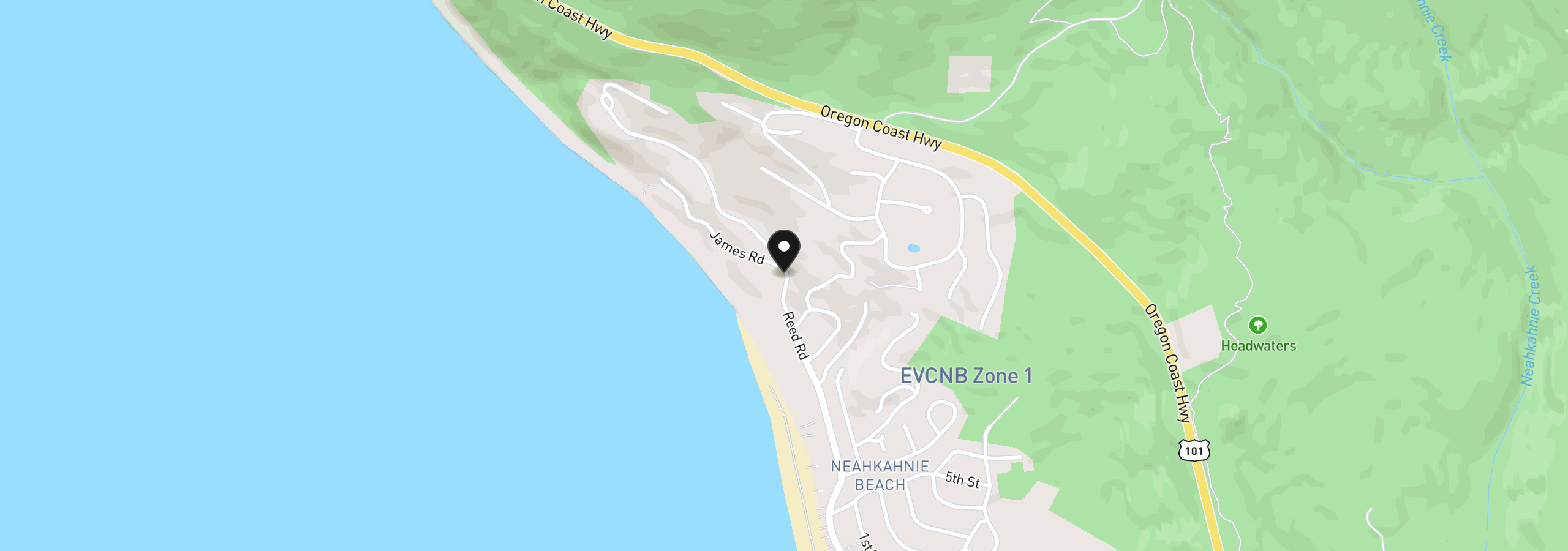 Map showing the location of 38570 Beulah Reed Rd, Manzanita, OR 97130