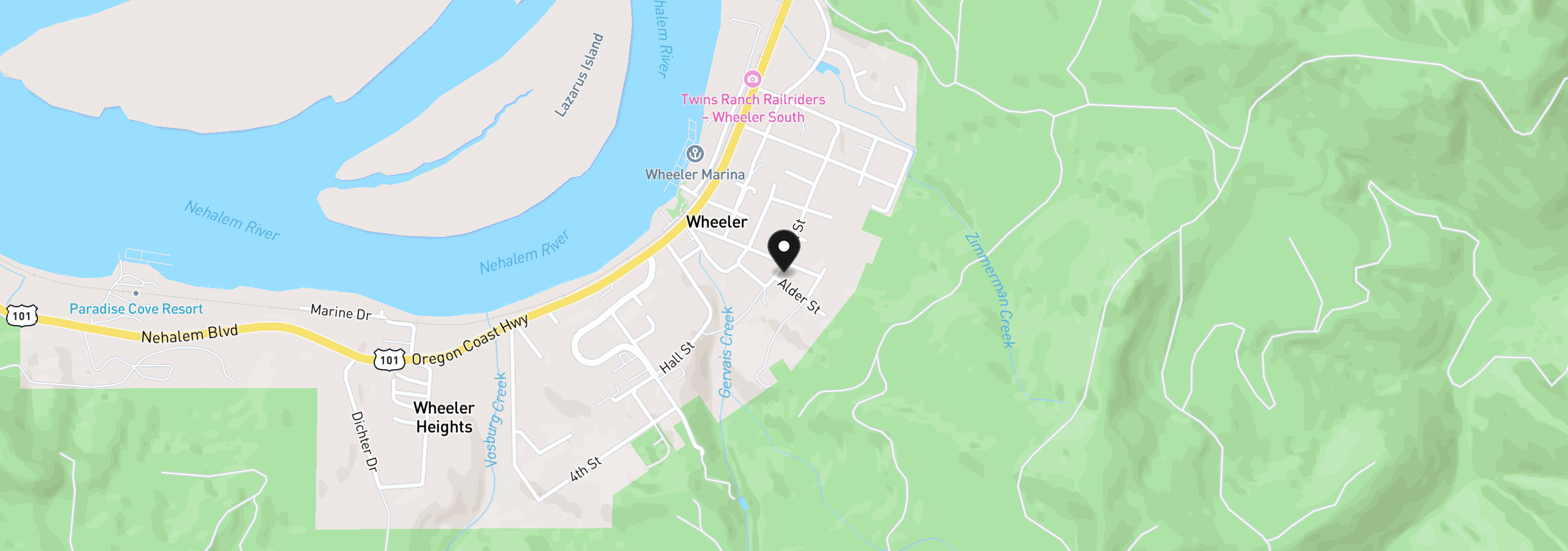 Map showing the location of 317 Alder, Wheeler, OR 97147