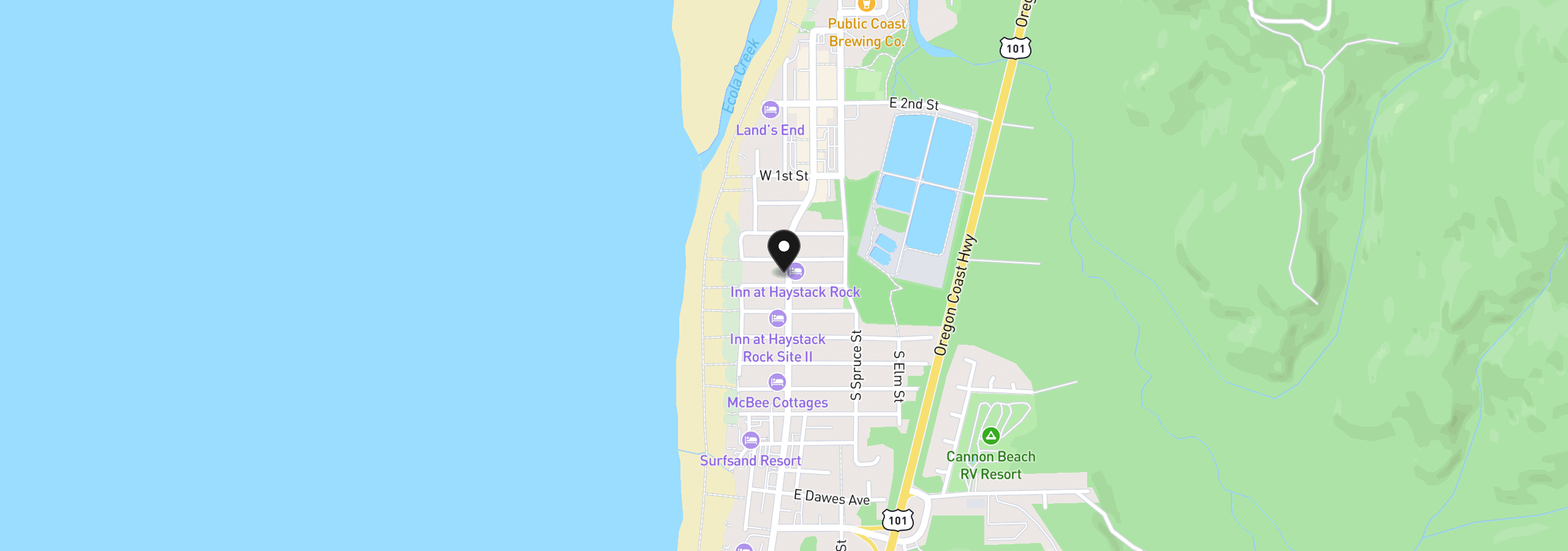 Map showing the location of 462 S Hemlock St, Cannon Beach, OR 97110