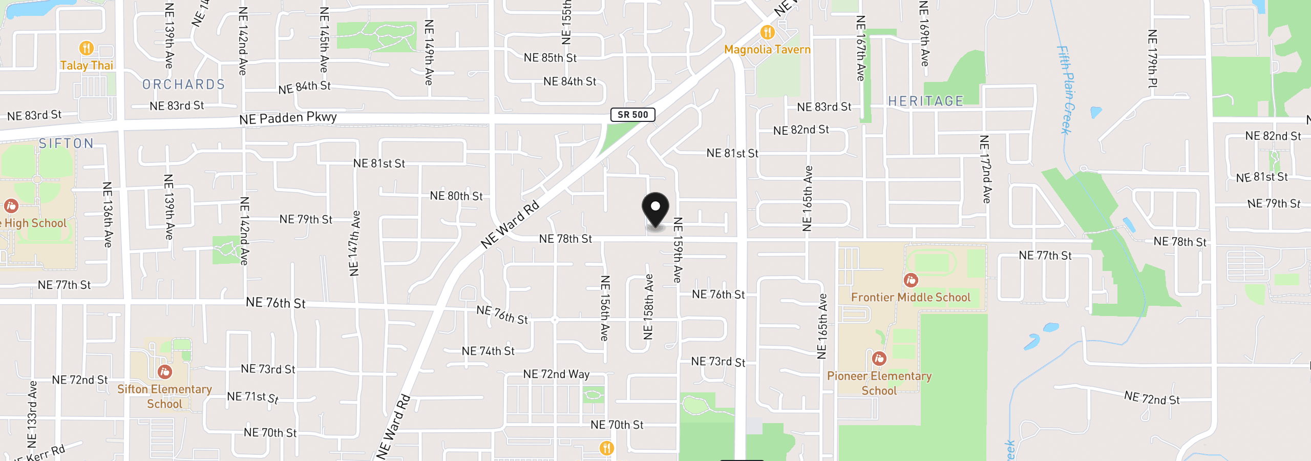 Map showing the location of 15805 NE 79th St, Vancouver, Wa 98682