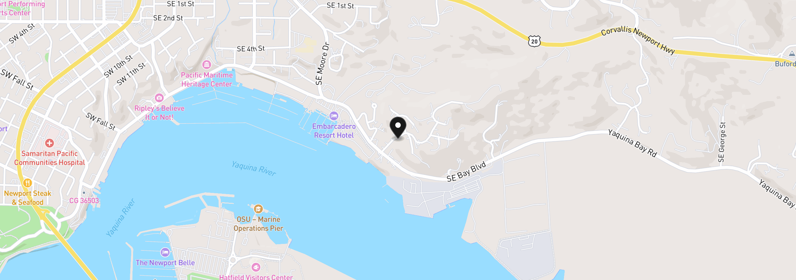 Map showing the location of 821 SE Vista Dr, Newport, OR 97365