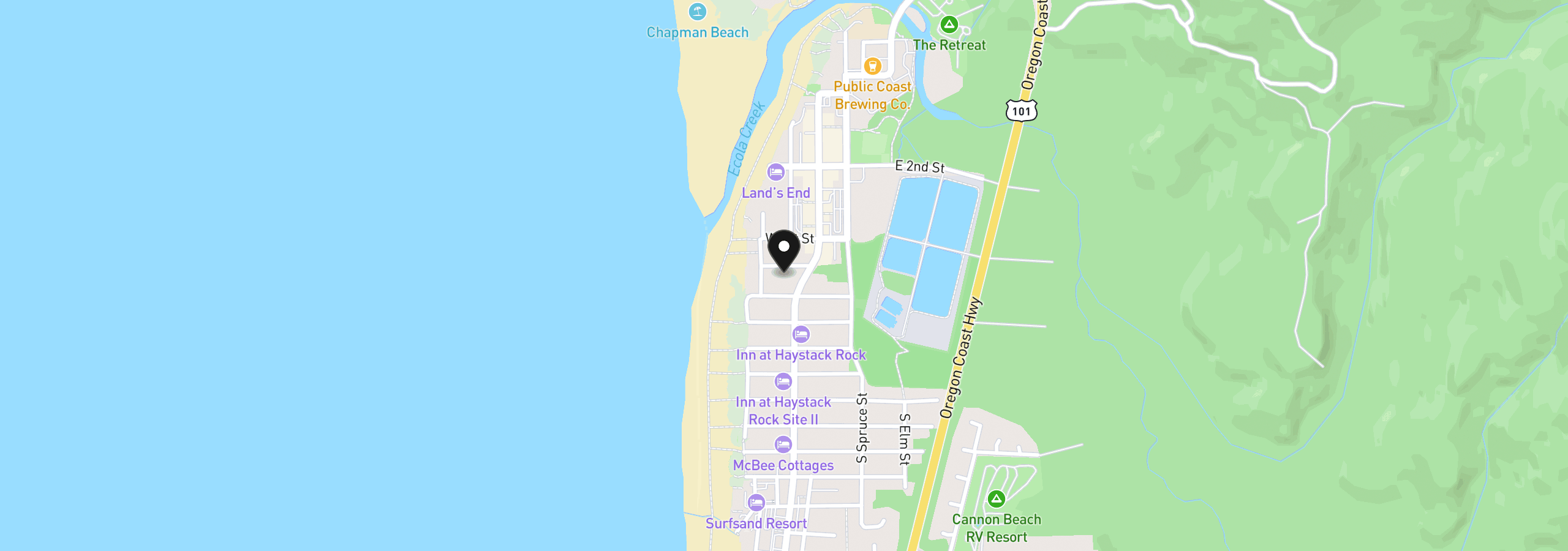 Map showing the location of 171 W Taft St, Cannon Beach, OR 97110
