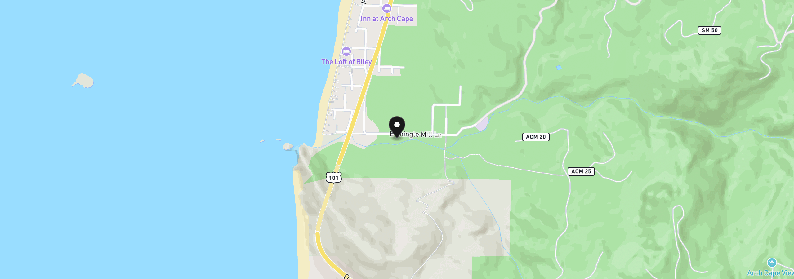 Map showing the location of E Shingle Mill Ln, Arch Cape, OR 97102