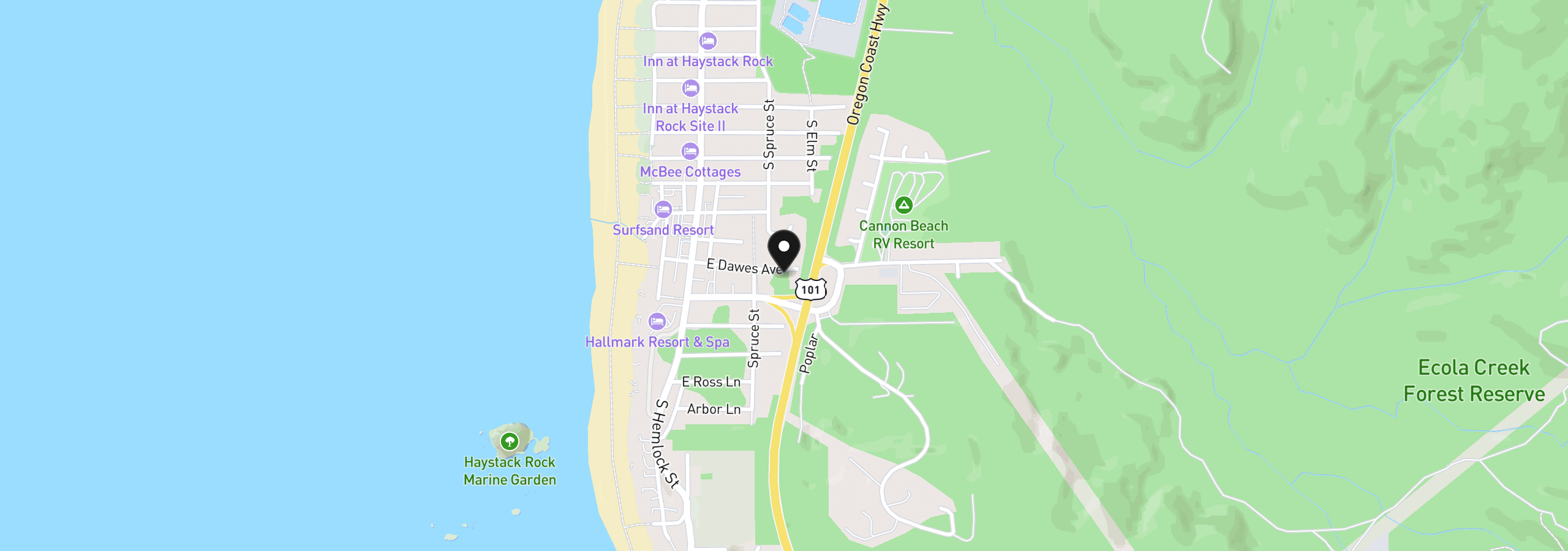 Map showing the location of Tax Lot 5735 E Dawes Ave, Cannon Beach, OR 97110