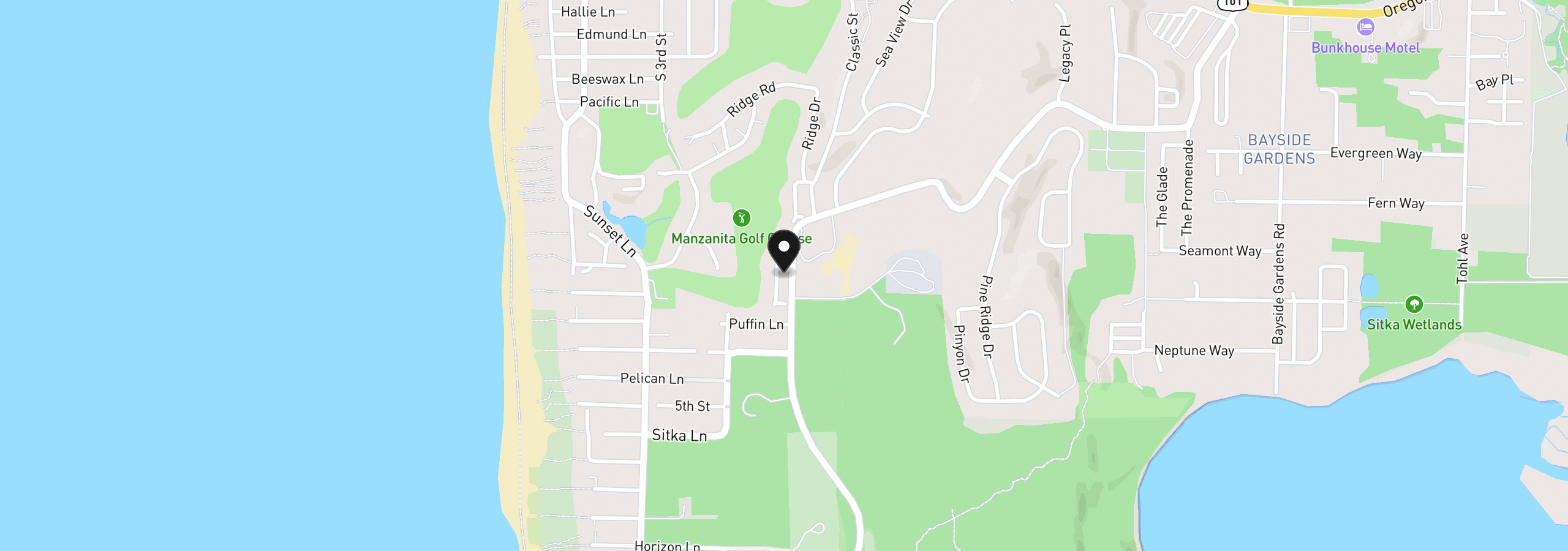 Map showing the location of 940 Fairway Ct, Manzanita, OR 97130