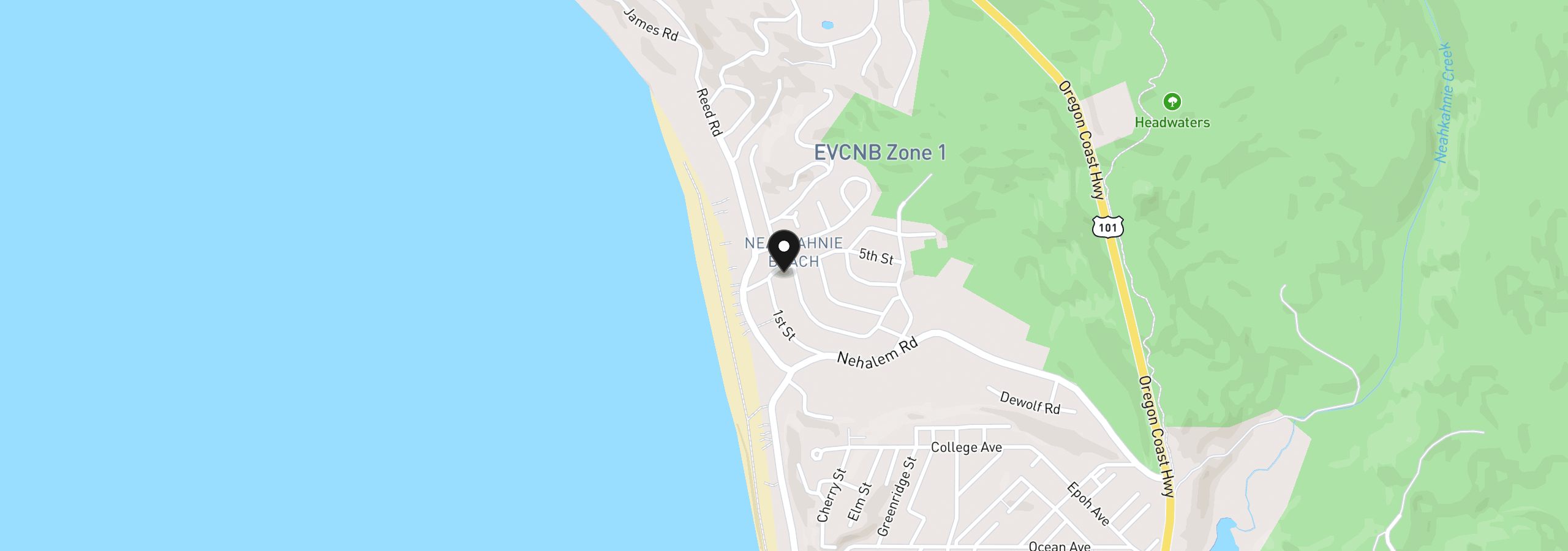 Map showing the location of 8155 Neah-Kah-Nie Rd, Manzanita, OR 97130